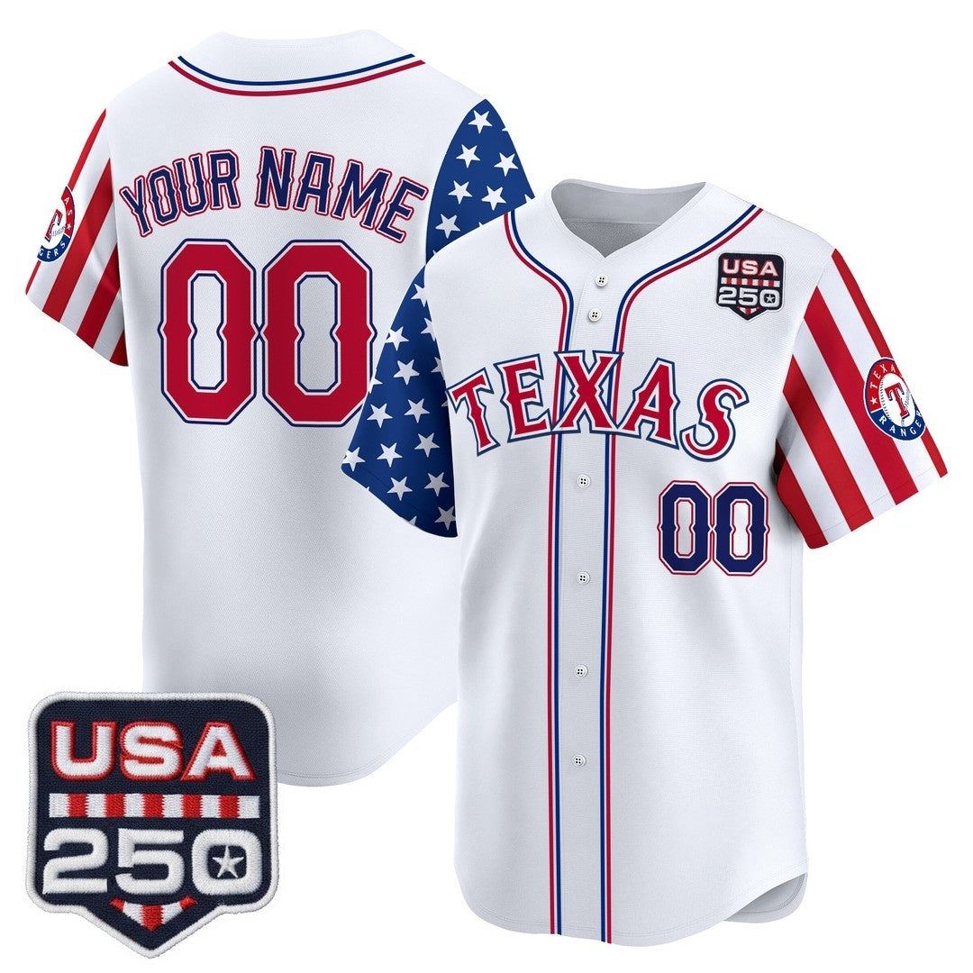 Custom Texas Rangers America 250 Edition Vapor Premier Limited White CONTON Stitched Jerseys