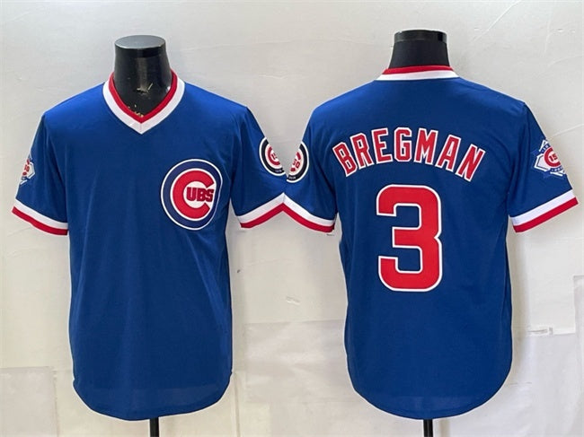 Chicago Cubs #3 Alex Bregman Royal CONTON 150th Anniversary Throwback Vapor Limited Stitched Jersey