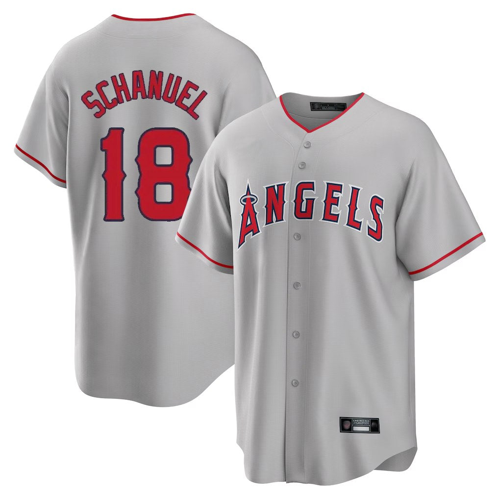 Los Angeles Angels #18 Nolan Schanuel Player Gray CONTON Home Game Stitched Jerseys