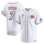 Cincinnati Reds #7 Spencer Steer White CONTON 2025 Speedway Classic Home Limited Stitched Jersey