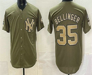 New York Yankees #35 Cody Bellinger Olive CONTON 2026 Armed Forces Day Jersey
