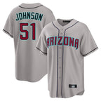 Arizona Diamondbacks #51 Randy Johnson Player Gray CONTON Road Home Game Stitched Jerseys