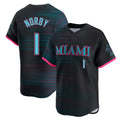Miami Marlins #1 Connor Norby Player Black CONTON City Connect Home Limited Stitched Jerseys