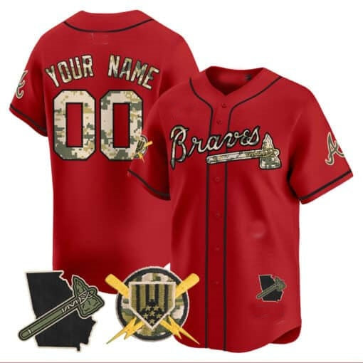 Custom Atlanta Braves Armed Forces Day Vapor Premier Limited Jersey ¨CRed CONTON
