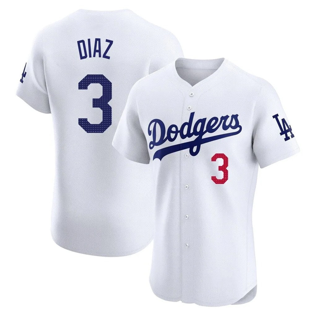 Los Angeles Dodgers #3 Edwin D¨ªaz Player White CONTON Limited Elite Home Stitched Jerseys