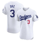 Los Angeles Dodgers #3 Edwin D¨ªaz Player White CONTON Limited Elite Home Stitched Jerseys