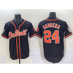 Detroit Tigers #24 Miguel Cabrera Black CONTON With Patch Cool Base Stitched Jersey
