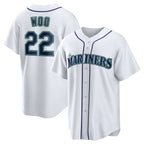 Seattle Mariners #22 Bryan Woo White CONTON Home Replica Jersey