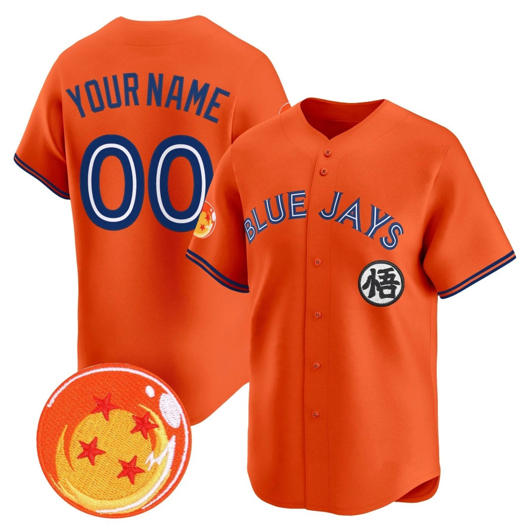 Custom Toronto Blue Jays x Dragon Ball Orange CONTON Vapor Premier Limited Jersey - All Stitched