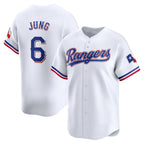 Texas Rangers #6 Josh Jung White CONTON Home Limited Player Jersey