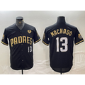 San Diego Padres #13 Manny Machado Black Gold CONTON With Patch Cool Base Stitched Jersey