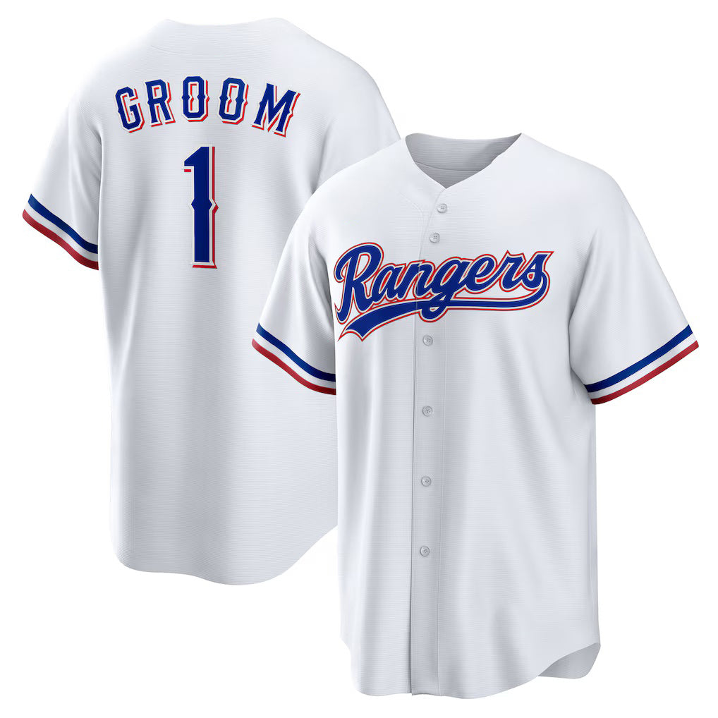 Texas Rangers #1 Groom Home White CONTON Replica Jersey