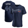 Atlanta Braves #44 Hank Aaron Player Navy CONTON Alternate Limited Elite Home Game Stitched Jerseys
