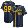Milwaukee Brewers #99 Gary Sanchez Player Navy CONTON Home Stadium Game Stitched Jerseys