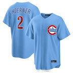 Chicago Cubs #2 Nico Hoerner Player Light Blue CONTON Home Game Stitched Jerseys