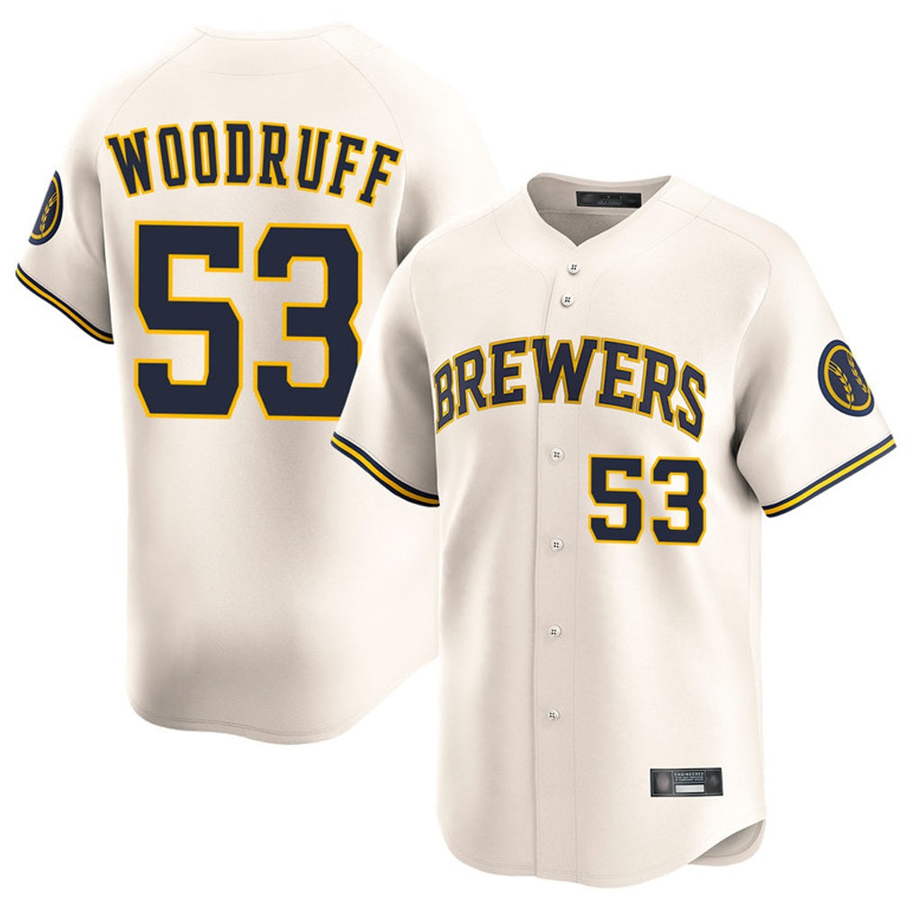 Milwaukee Brewers #53 Brandon Woodruff Player Cream CONTON Home Limited Game Stitched Jerseys