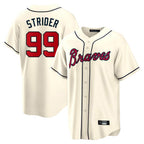 Atlanta Braves #99 Spencer Strider Player Cream CONTON Home Game Stitched Jerseys