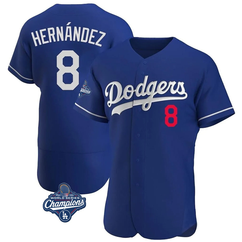 Los Angeles Dodgers #8 Enrique Hern¨¢ndez Player Royal CONTON World Series Meet Limited Elite Home Stitched Jerseys
