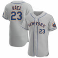 New York Mets #23 Javier Baez Gray CONTON Anthentic Jersey