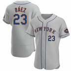 New York Mets #23 Javier Baez Gray CONTON Anthentic Jersey