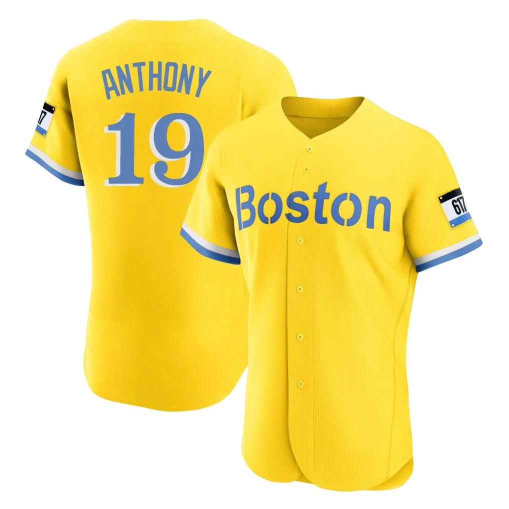 Boston Red Sox #19 Roman Anthony Player Yellow CONTON Limited Elite Home Game Stitched Jerseys1