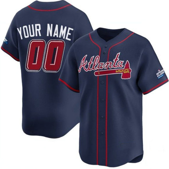 Custom Atlanta Braves Active Player Navy CONTON 2025 Speedway Classic Alternate Limited Stitched Jersey