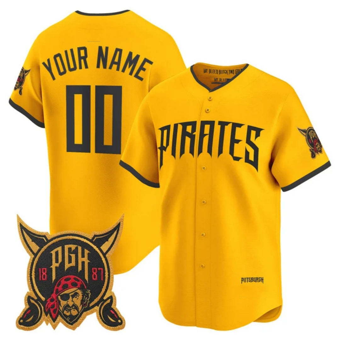 Custom Pittsburgh Pirates Gold CONTON 2026 City Connect Stadium Stitched Jersey