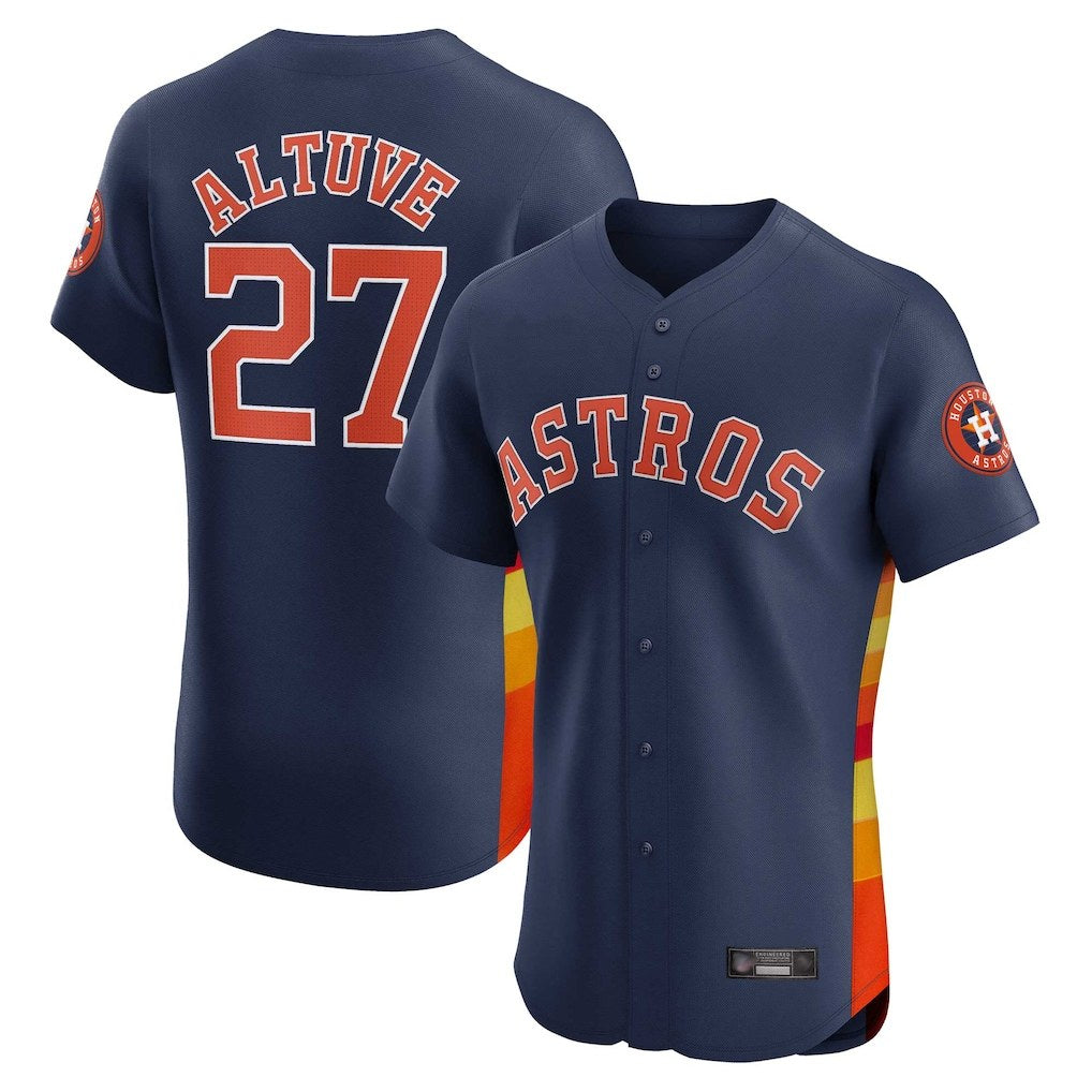 Houston Astros #27 Jose Altuve Player Navy CONTON Limited Elite Home Stitched Jerseys