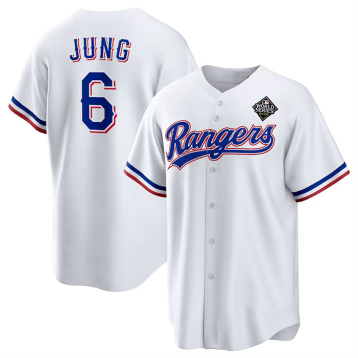 Texas Rangers #6 Josh Jung 2023 White CONTON World Series Stitched Jersey