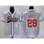 Detroit Tigers #28 Javier B¨¢ez CONTON White Cool Base Stitched Jersey