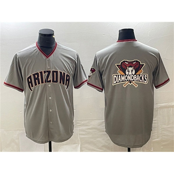 Arizona Diamondbacks Gray CONTON Team Big Logo Cool Base Stitched Jerseys