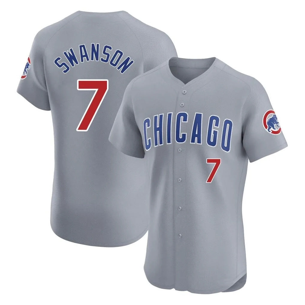 Chicago Cubs #7 Dansby Swanson Player Gray CONTON Road Limited Elite Home Stitched Jerseys