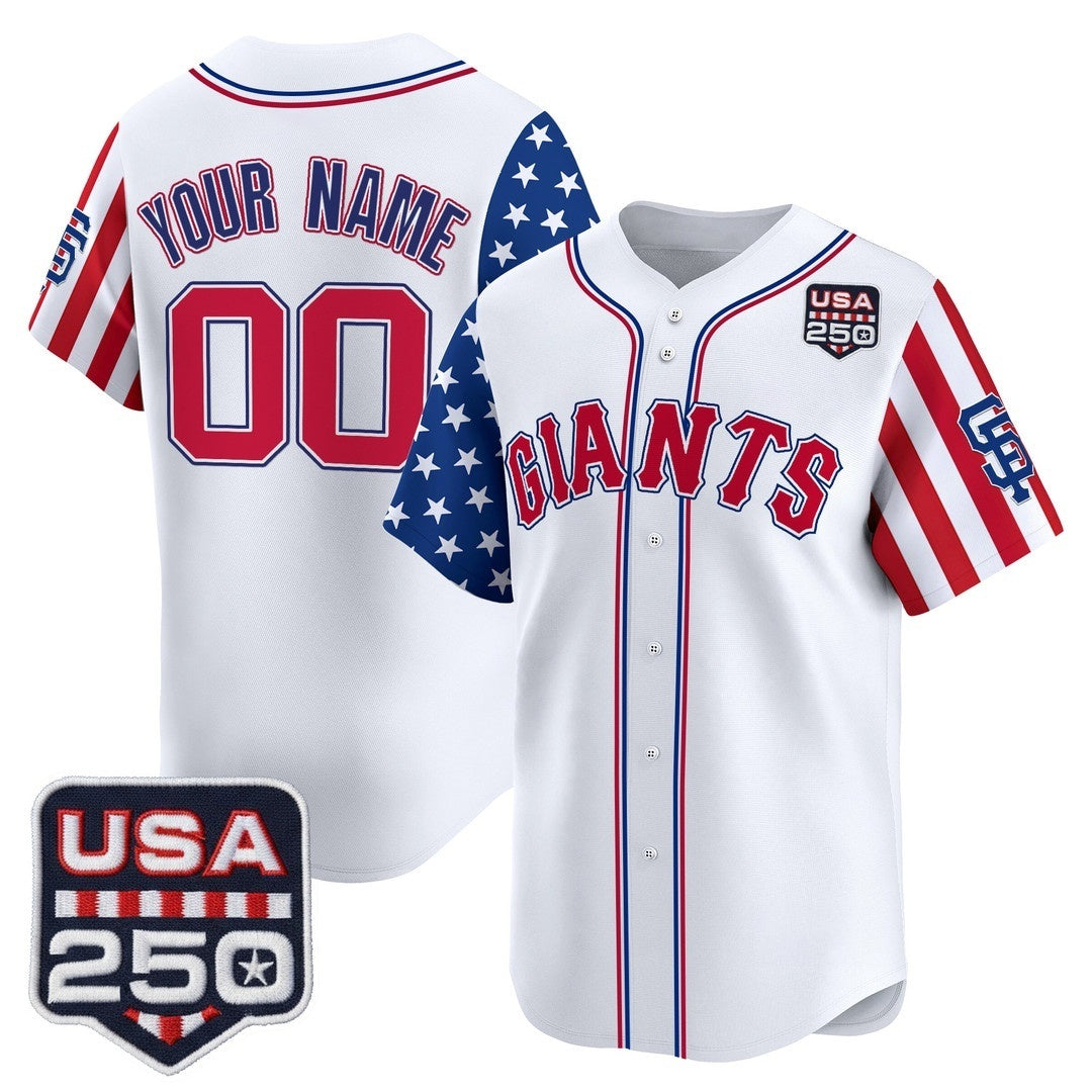 Custom San Francisco Giants America 250 Edition Vapor Premier Limited White CONTON Stitched Jerseys