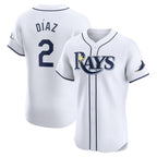 Tampa Bay Rays #2 Yandy Diaz White CONTON Home Elite Player Jersey