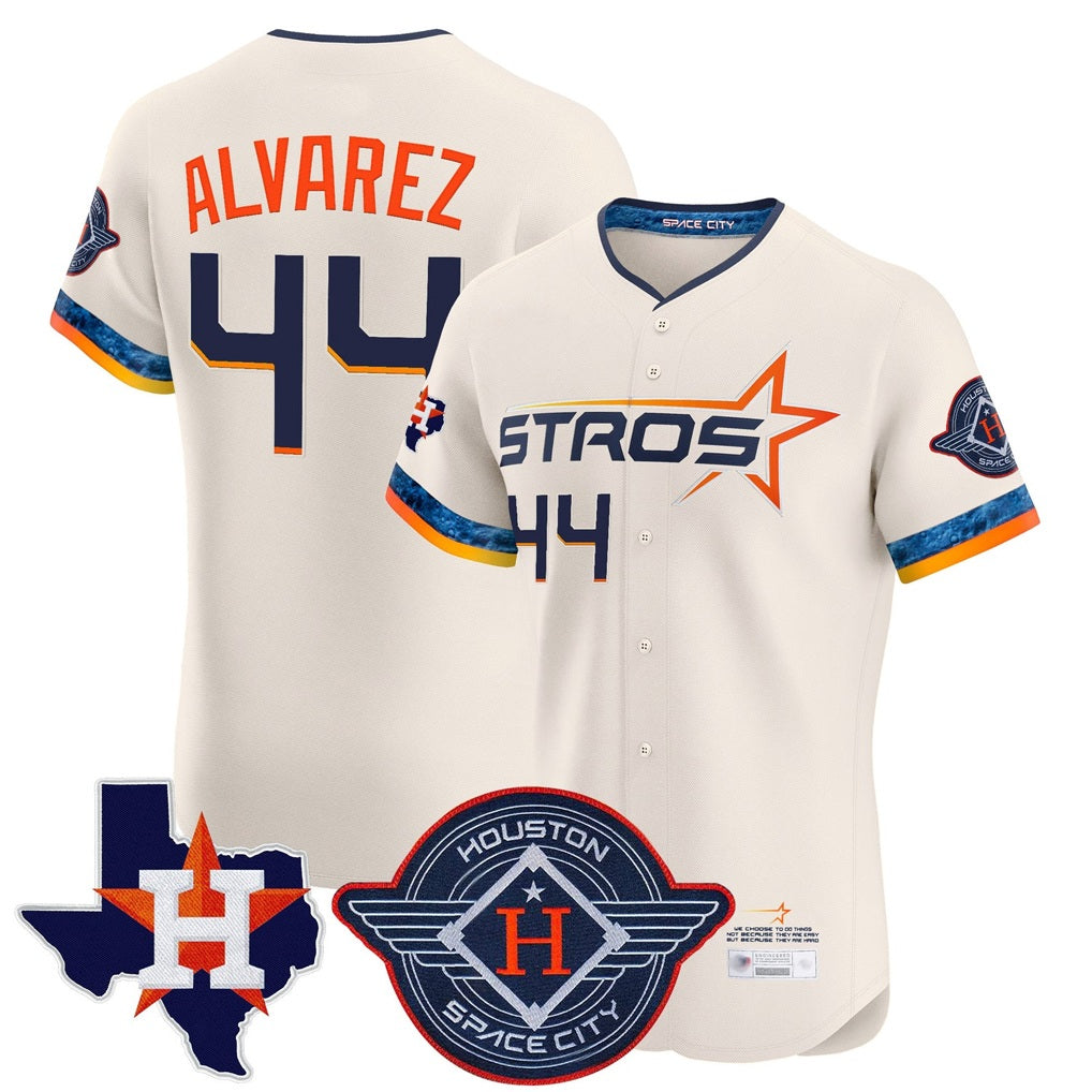 Houston Astros #44 Yordan Alvarez Player Cream CONTON City Connect Texas Patch Vapor Premier Limited Elite Home Stitched Jerseys