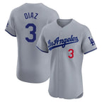 Los Angeles Dodgers #3 Edwin D¨ªaz Player Gray CONTON Limited Elite Home Stitched Jerseys