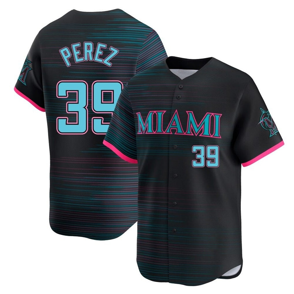 Miami Marlins #39 Eury Perez Player Black CONTON City Connect Home Limited Stitched Jerseys