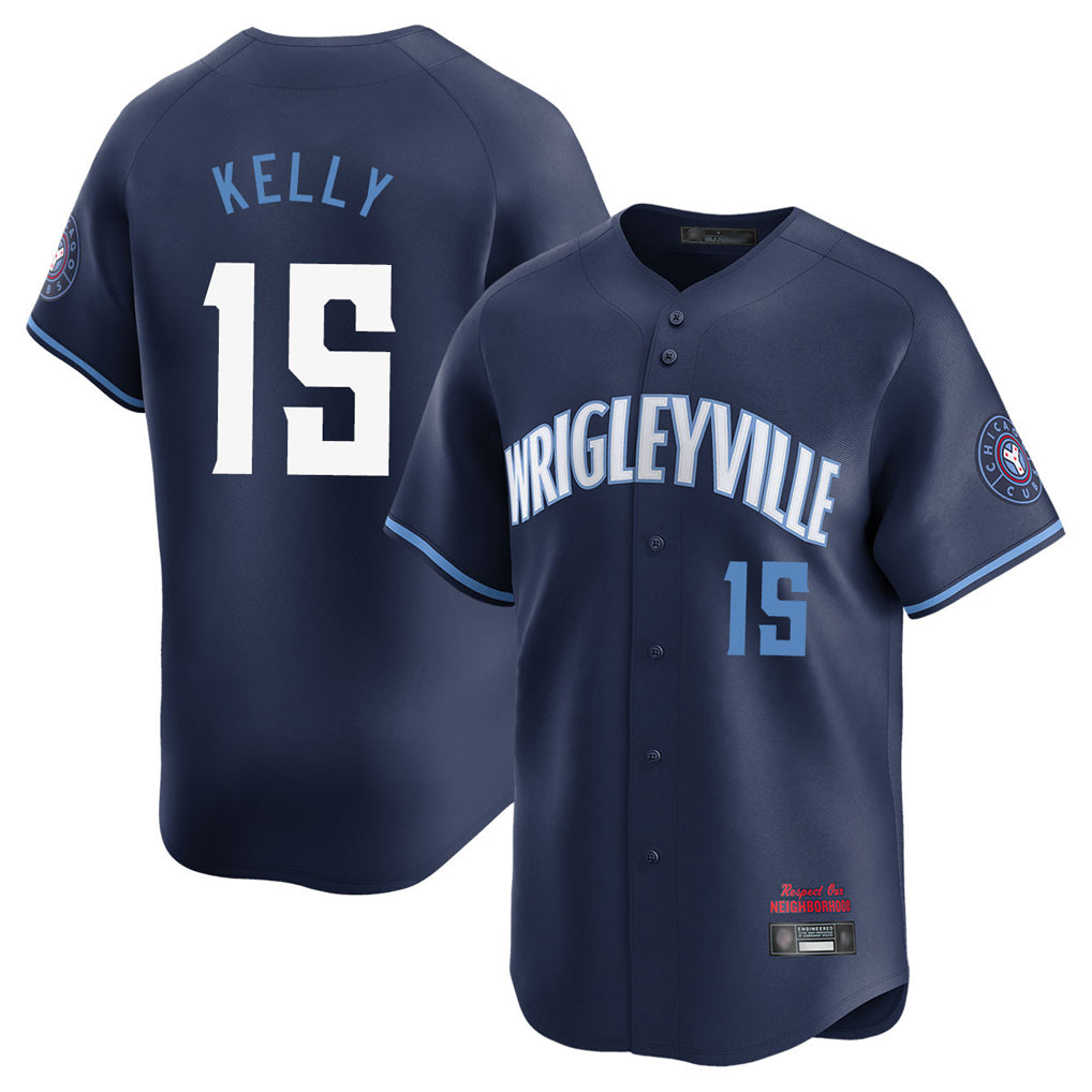 Chicago Cubs #15 Carson Kelly Player Navy CONTON City Connect Limited Home Stitched Jerseys