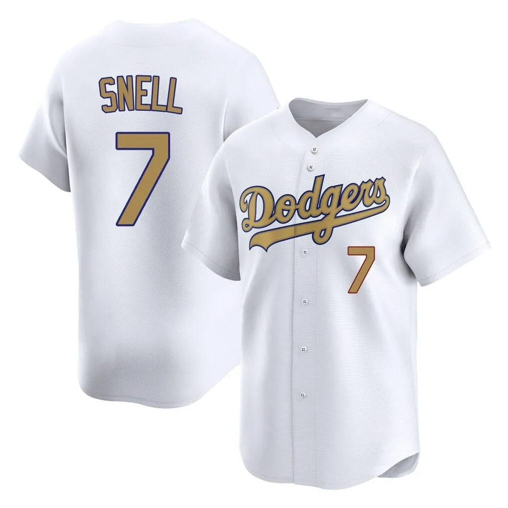 Los Angeles Dodgers #7 Blake Snell Player Gold CONTON Collection Limited Home Stitched Jerseys
