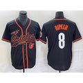 Baltimore Orioles #8 Cal Ripken Jr Black CONTON With Patch Cool Base Stitched Jersey