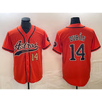 Houston Astros #14 Mauricio Dubon Number Orange CONTON With Patch Cool Base Stitched Jersey