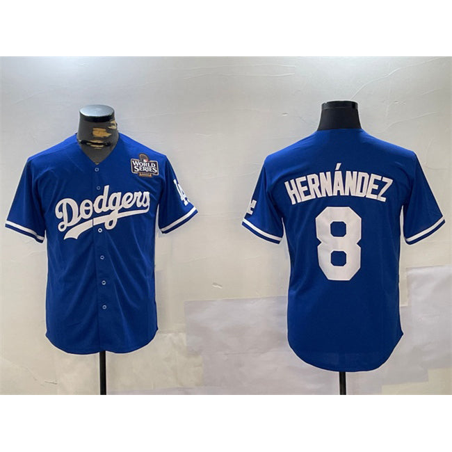 Los Angeles Dodgers #8 Enrique Hernandez Royal CONTON 2024 World Series Cool Base Stitched Jersey