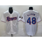 Texas Rangers #48 Jacob deGrom White CONTON 2024 Gold Collection Limited Cool Base Jersey