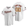 Custom Washington Nationals White Gold CONTON 2019 World Series Champions Stitched Cool Base Jersey