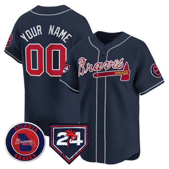 Custom Atlanta Braves Navy CONTON 2024 Spring Training Patch Limited Stitched Jersey