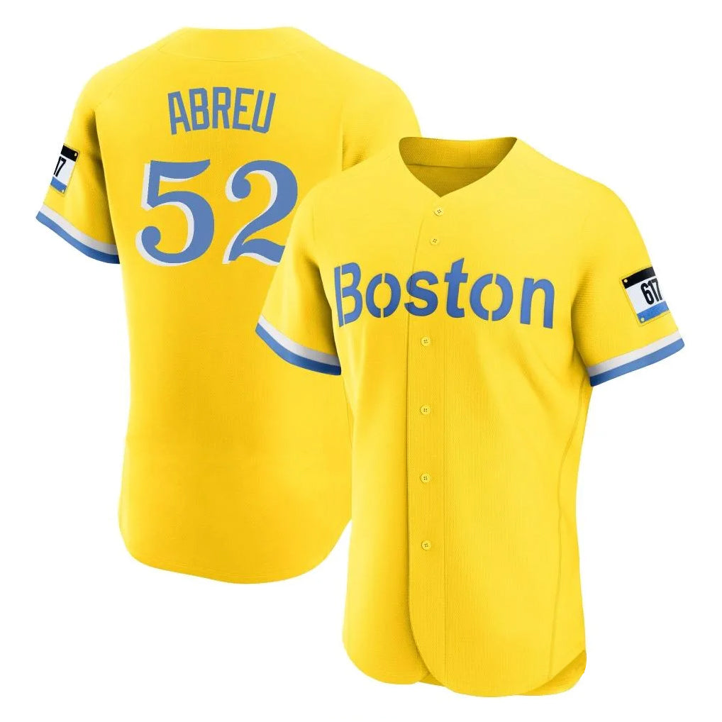 Boston Red Sox #52 Wilyer Abreu Player Yellow CONTON Limited Elite Home Game Stitched Jerseys1
