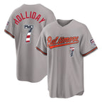 Baltimore Orioles #7 Jackson Holliday Player Gray CONTON USA 250 Fourth of July Home Game Stitched Jerseys