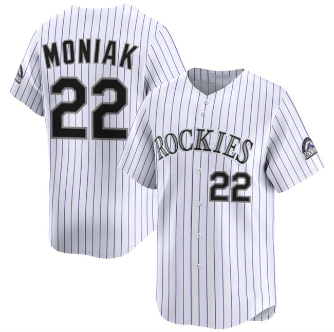 Colorado Rockies #22 Mickey Moniak White CONTON Home Limited Stitched Jersey