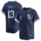 Kansas City Royals #13 Salvador Perez Player Navy CONTON City Connect Limited Home Stitched Jerseys