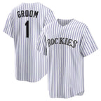 Colorado Rockies #1 Groom White CONTON Home Replica Jersey